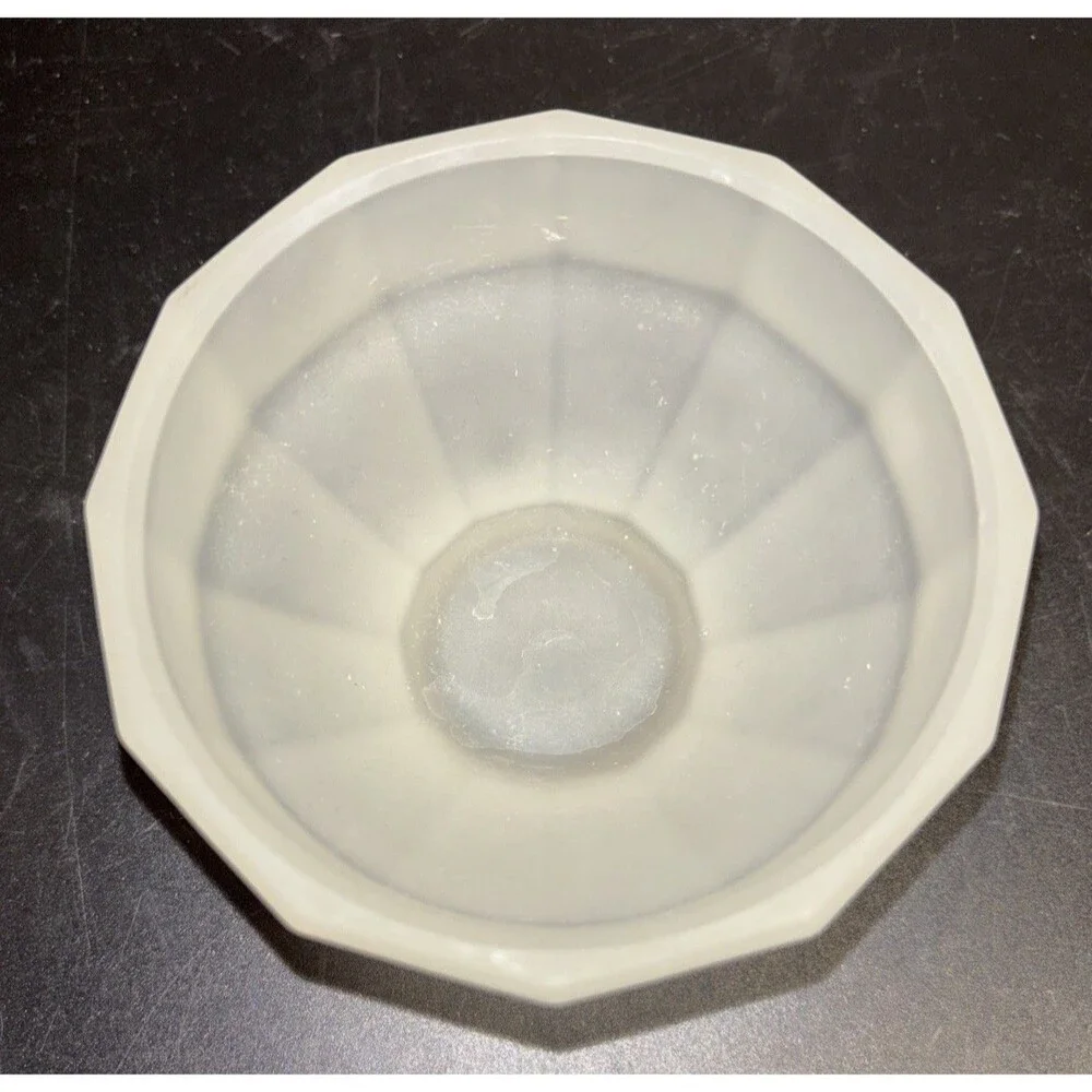 Vintage Frosted White Glass Candy Dish Floral